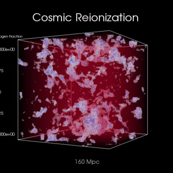 宇宙の再イオン化シミュレーション