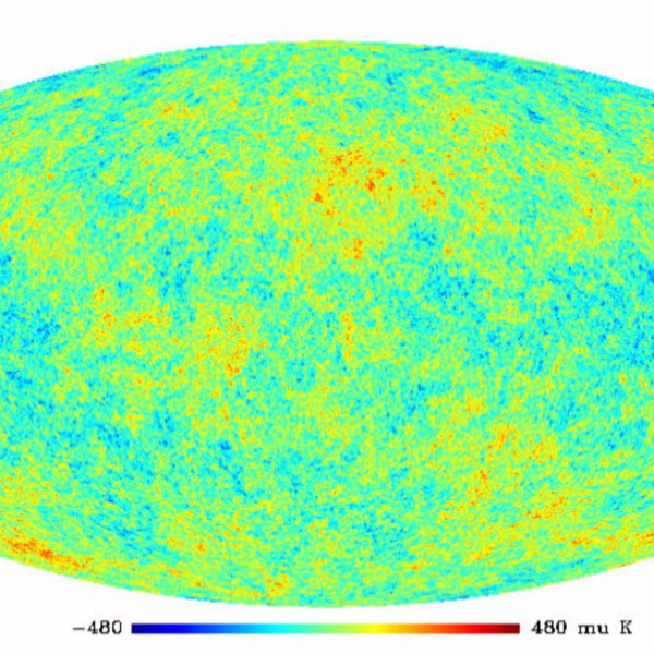 宇宙マイクロ波背景輻射の温度揺らぎのシミュレーション