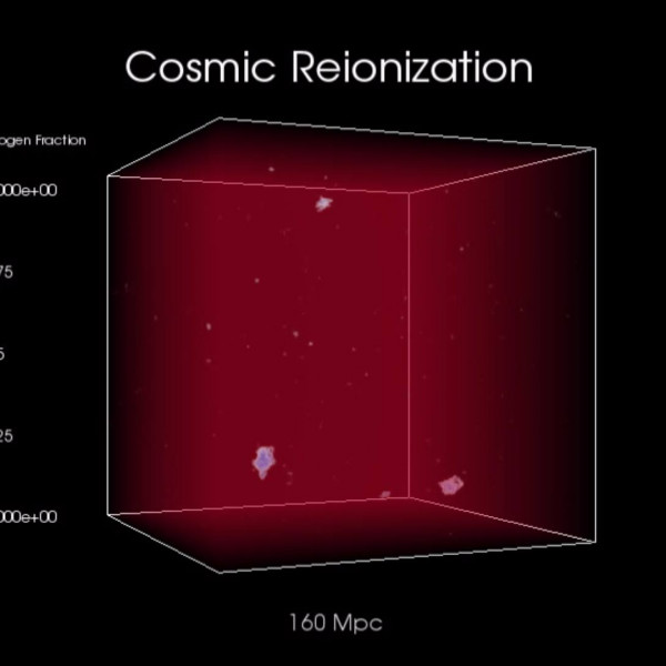 宇宙の再イオン化シミュレーション