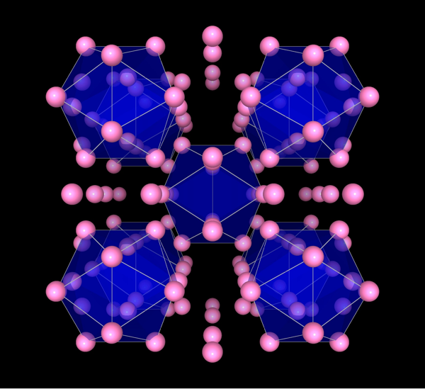 Ybの原子配置のみ示したAu-Al-Yb結晶の結晶構造