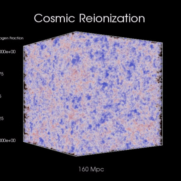 宇宙の再イオン化シミュレーション